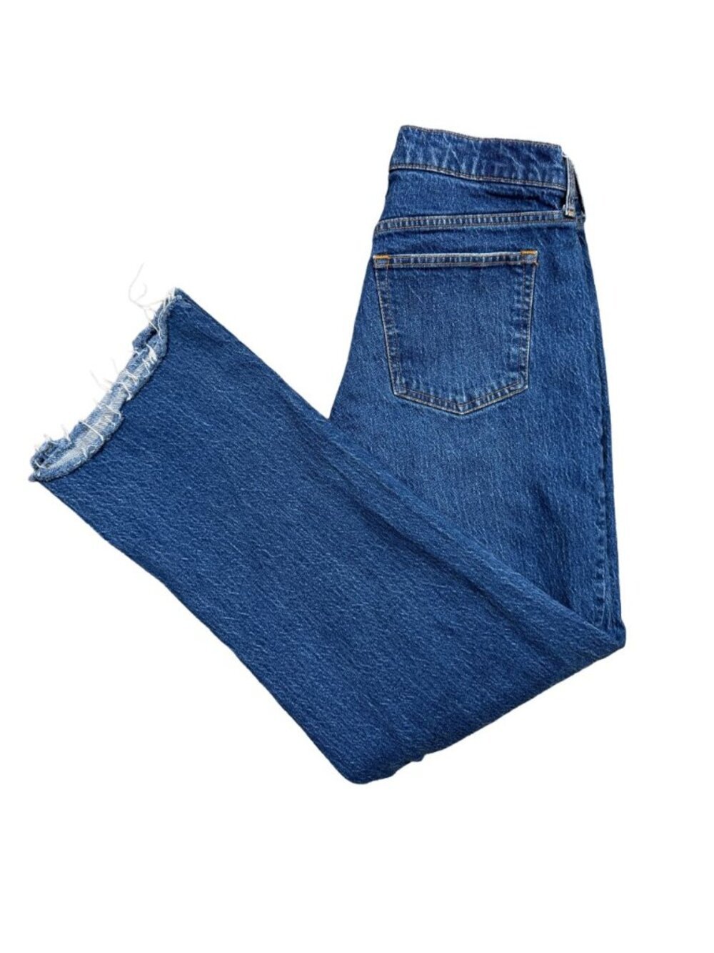 Abercrombie & Fitch The Baggy Low Rise Jeans Womens 27 / 4R Raw Hem Blue Denim